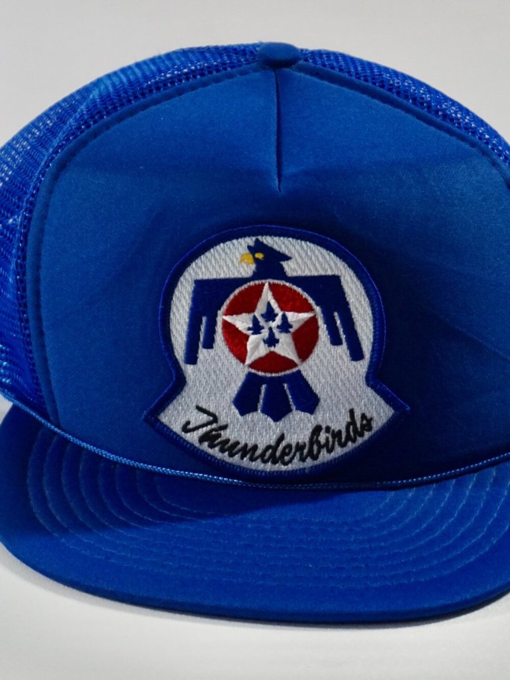 VTG Thunderbirds Flying Formation Embroidered Patch Snapback Trucker Hat Blue